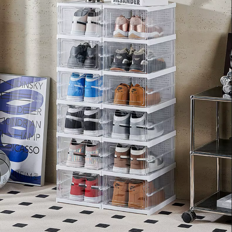 Zapatero Organizador Plegable De 6 Niveles Con Cajas Transparentes